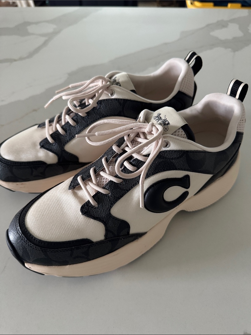 Coach Two-Tone Of White and Black Women's Chunky Lace-Up Sneakers New